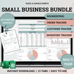 Small Business Tracker Google Sheets Excel Template Bookkeeping Spreadsheet Inventory Tracker Order Tracker Customer Tracker Sales Taxes