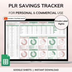 PLR Savings Tracker Spreadsheet Commercial Use PLR Google Sheets Master Resell Rights PLR Template Sinking Funds Tracker Savings Spreadsheet